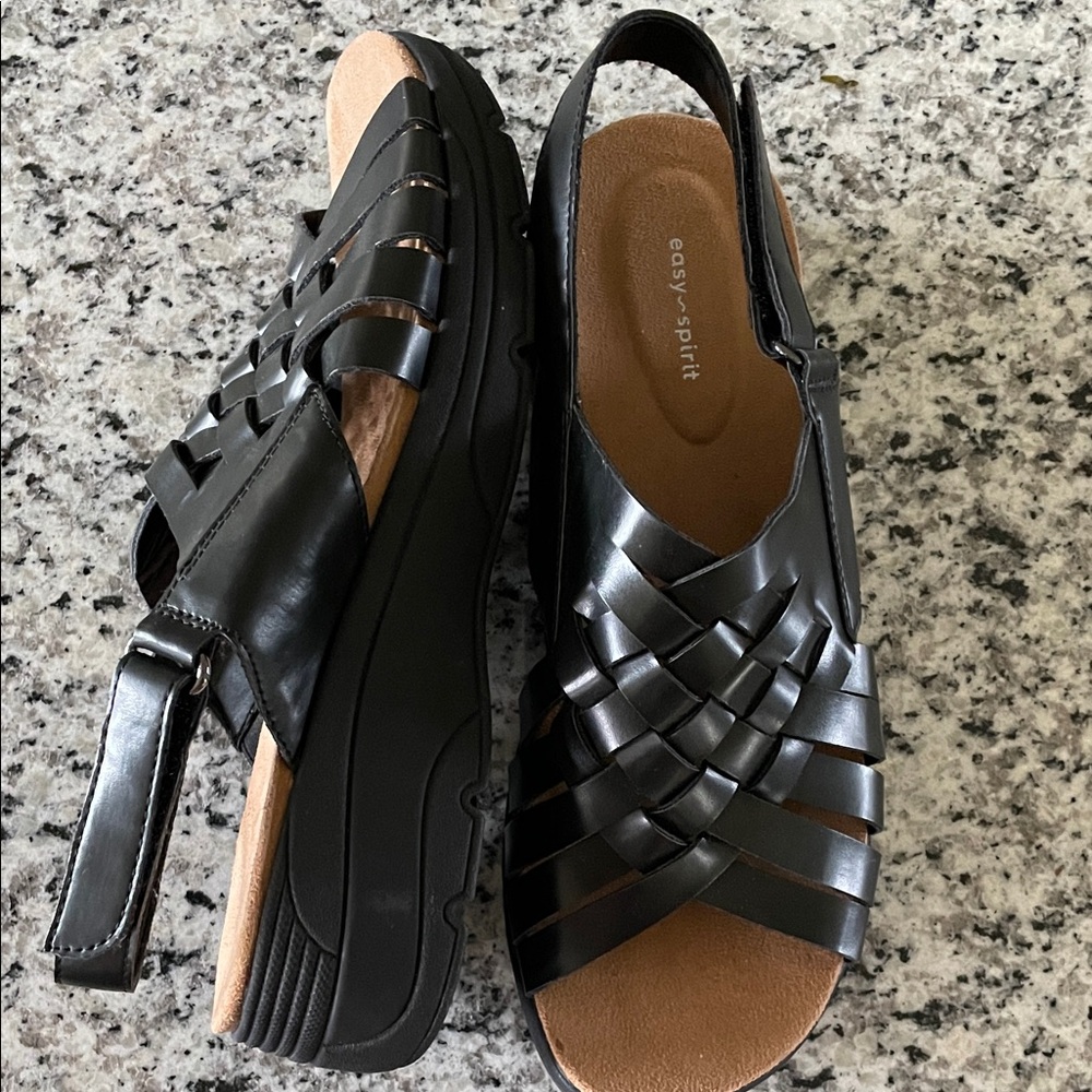 Easy Spirit Black Woven Sandals